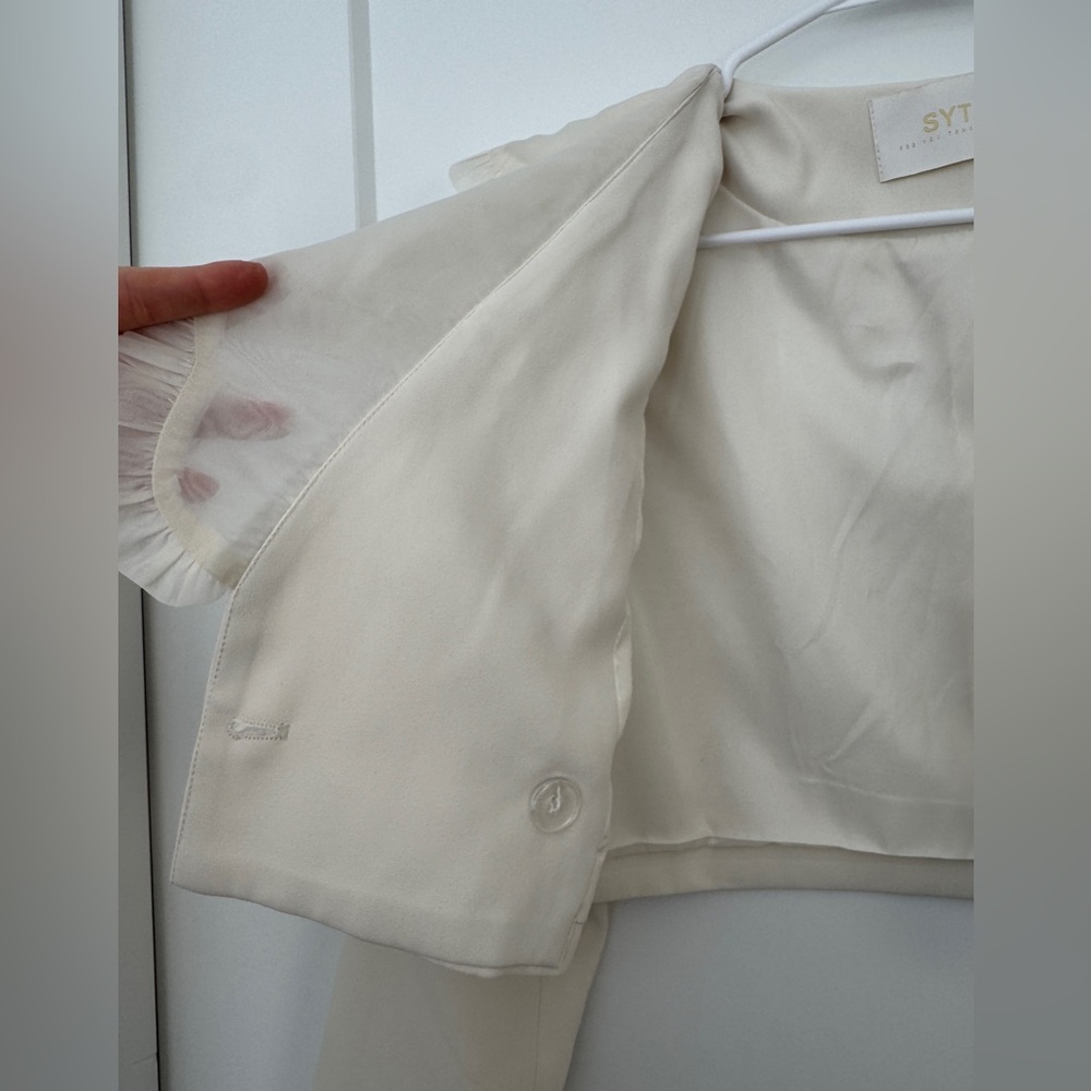 Cream Ruffled Cropped Blazer - Picture 6 of 6